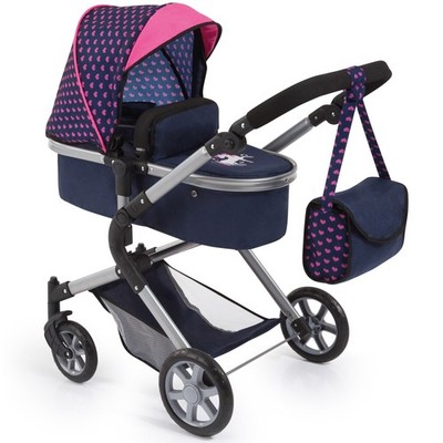 Doll Pram Neo City W/ Shoulder Bag, Blue, Pink
