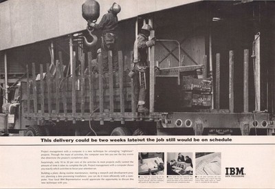 IBM 1962 Original 2pg Print Ad Project Management Computer Data Processing