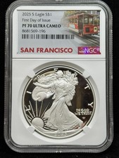2025-s $1 Proof Silver Eagle Ngc Pf70 Ultra Cameo First Day Of Issue