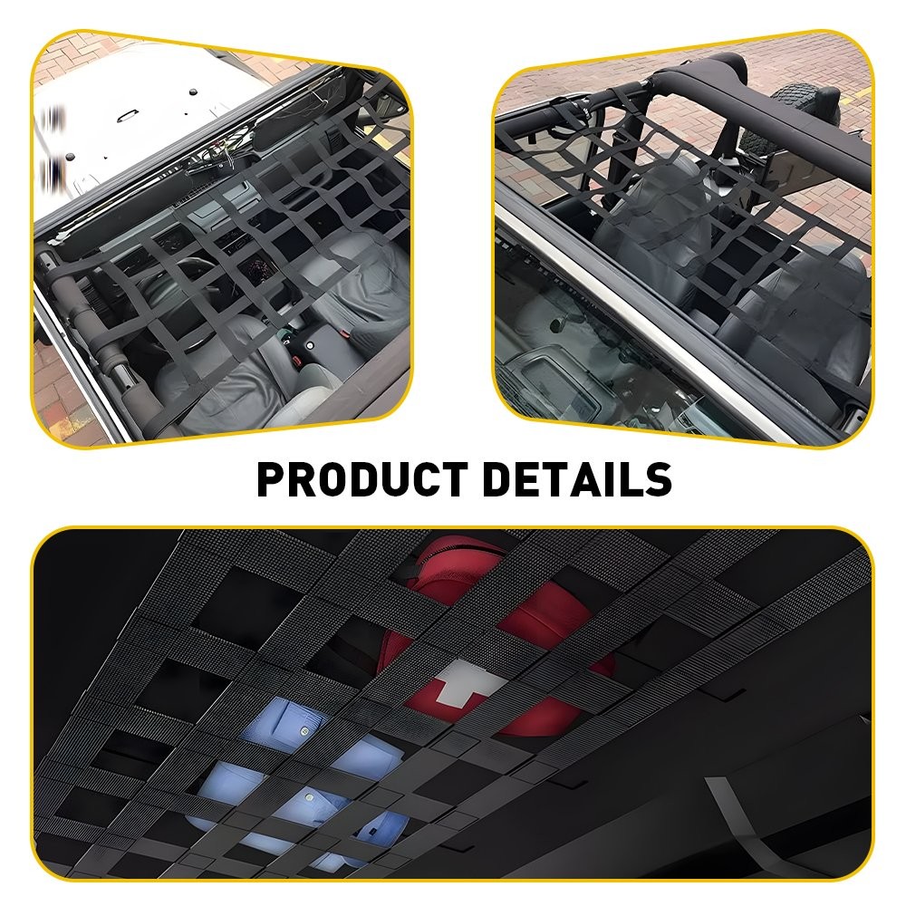 Mesh Cargo Net Roof Top Netting Hammock for 1987-24 Jeep Wrangler YJ TJ JK JL A thumbnail 11