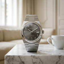Reloj automático para hombre TÍVORÁ ÉLAN acero gris esfera árabe pulsera zafiro
