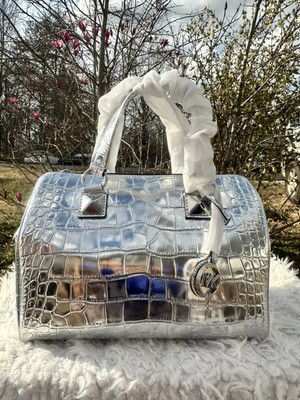 #ad Michael kors Grayson medium leather duffle silver bag $145.00