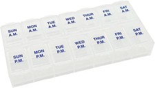 Weekly 7-Day AM/PM Pill Organizer, Vitamin Case, Medicine Box, 2 Times a Day