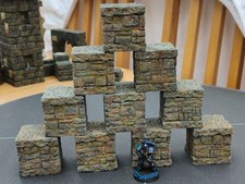 Modular stone brick blocks - Stackable wargaming scatter terrain 40k dnd 1490