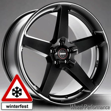 19 Zoll MO2 Alufelgen 8,5x19 5x112 ET45 schwarz matt mit poliertem Rand für VW