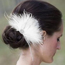 White Feather Wedding Hair Comb 1920s Flapper Fascinator Hair Clip for Women