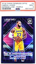 📈 LeBRON JAMES PURPLE LAKERS PRIZM 📈 PSA 9 2018 OPTIC GRADED EXPRESS LANE 11
