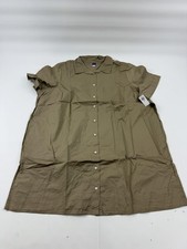Old Navy Shirt Dress Womens XXL Petite Beige Short Sleeve Button Front Pockets