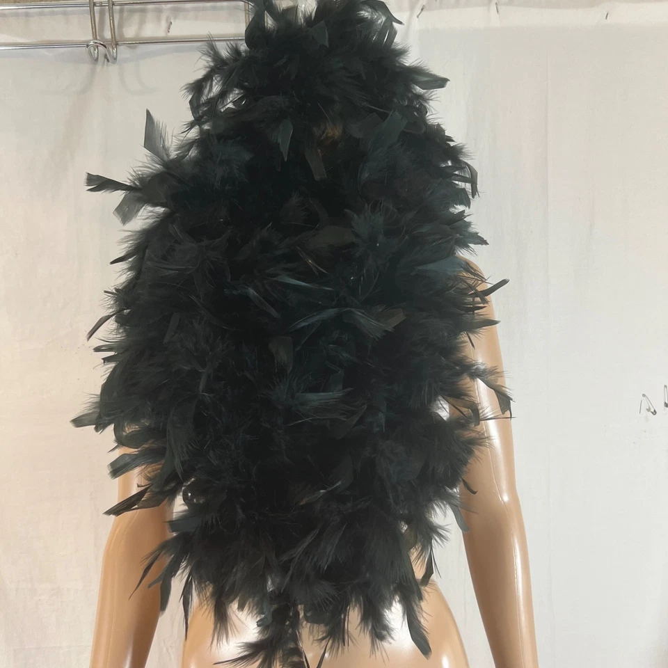 Boa pluma negra Art Deco vintage, aleta años 20.  84” de largo. Foto 4 de 4