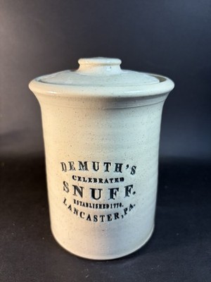 Reproduction Demuths Snuff Lancaster Pa Stoneware Crock By Bujno 5.25 
