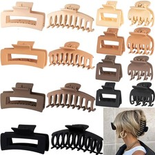 16 PCS 4.4" Large Hair Clips 1 Count Pack of 16 , Cream  Brown 16 PCS 