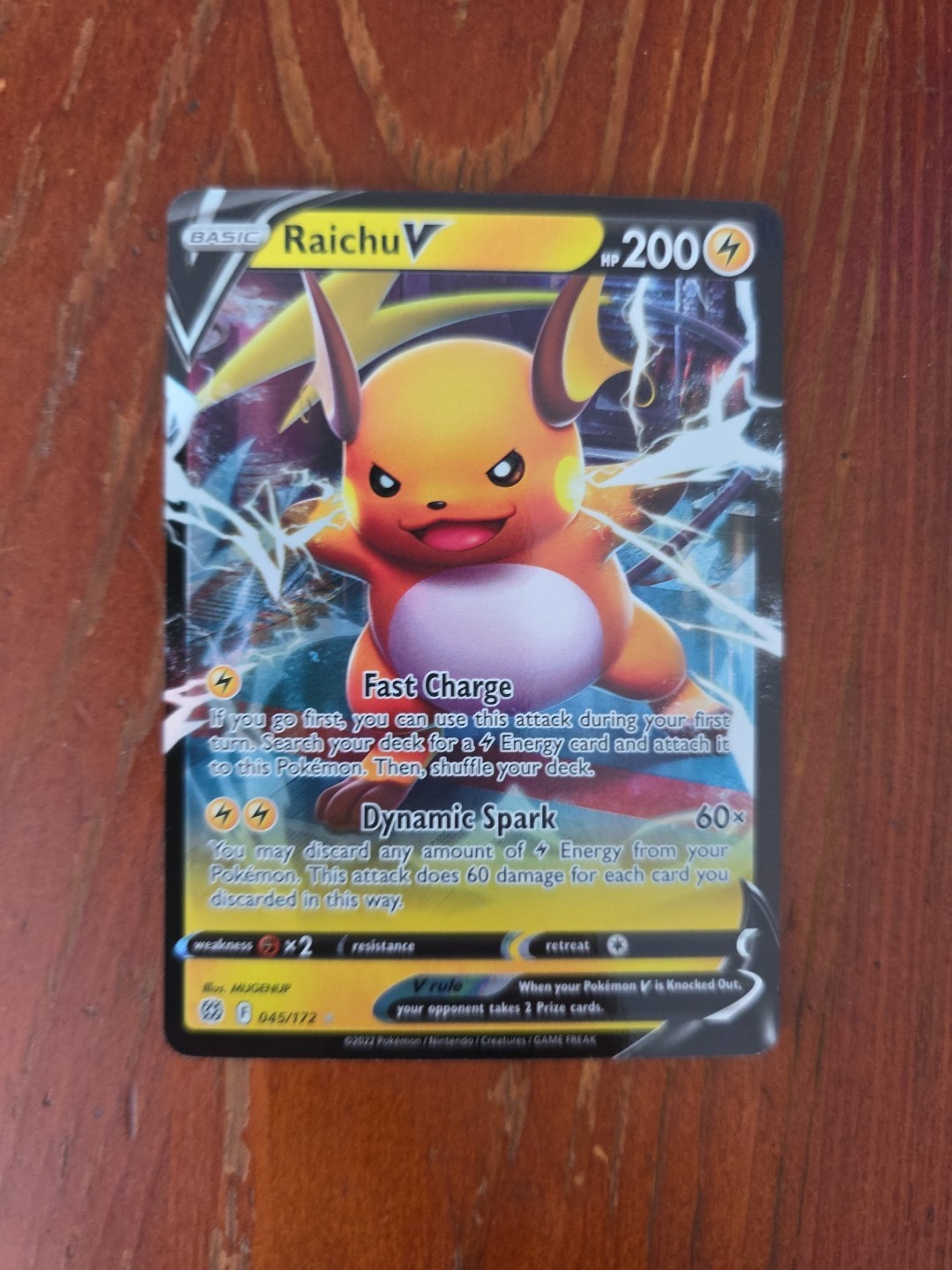 Pokemon Raichu v Holo Ultra Rare Card 045/172 Swsh09: Brilliant Stars