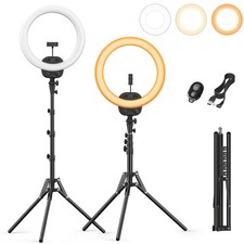 14'' Selfie Ring Light with 63'' Tripod Stand  Holder, Dimmable Ring Light f...