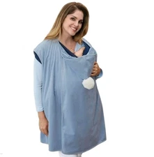 Konny Baby Womans Wrap Carrier Winter Cover Blue Fleece Warm Soft Mom Baby Gear