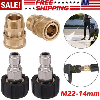 #ad #ad 4X Pressure Washer Adapter Set Quick Disconnect Kit M22 14MM Swivel 3 8#x27;#x27;Connect $14.89