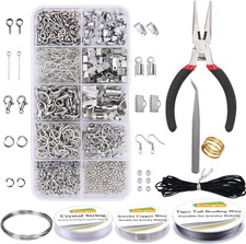 Jewelry Making Kit with Pliers, Wires, Jump Rings, Clasps, Cord and More for Jew