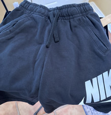 Nike Black Fleece Sweat Shorts Youth Size 10-12 Big Logo Swoosh Athletic D9