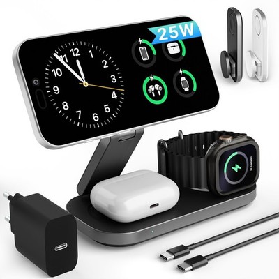 Ladestation 25w Apple Watch iPhone 17 16 3in1 MagSafe Wireless Pro Max Air Plus
