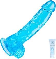 7 Inch Realistic Silicone Dildo, Soft Blue Dildos Sex Toy with Strong Suction Cu