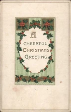 XMAS Cheerful Christmas Greeting with Holly Berries 1918 Brooklyn Addie Hoar