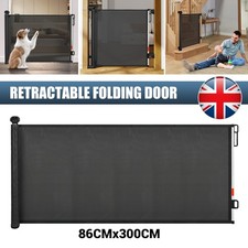 300 cm Black Retractable Baby Toddler Gate Folding Pet Dog Stair Gate Isolation