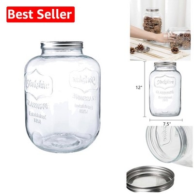 Elegant 2-Gallon Glass Canning Jar with Stainless Steel Lid for Kitchen Storage
