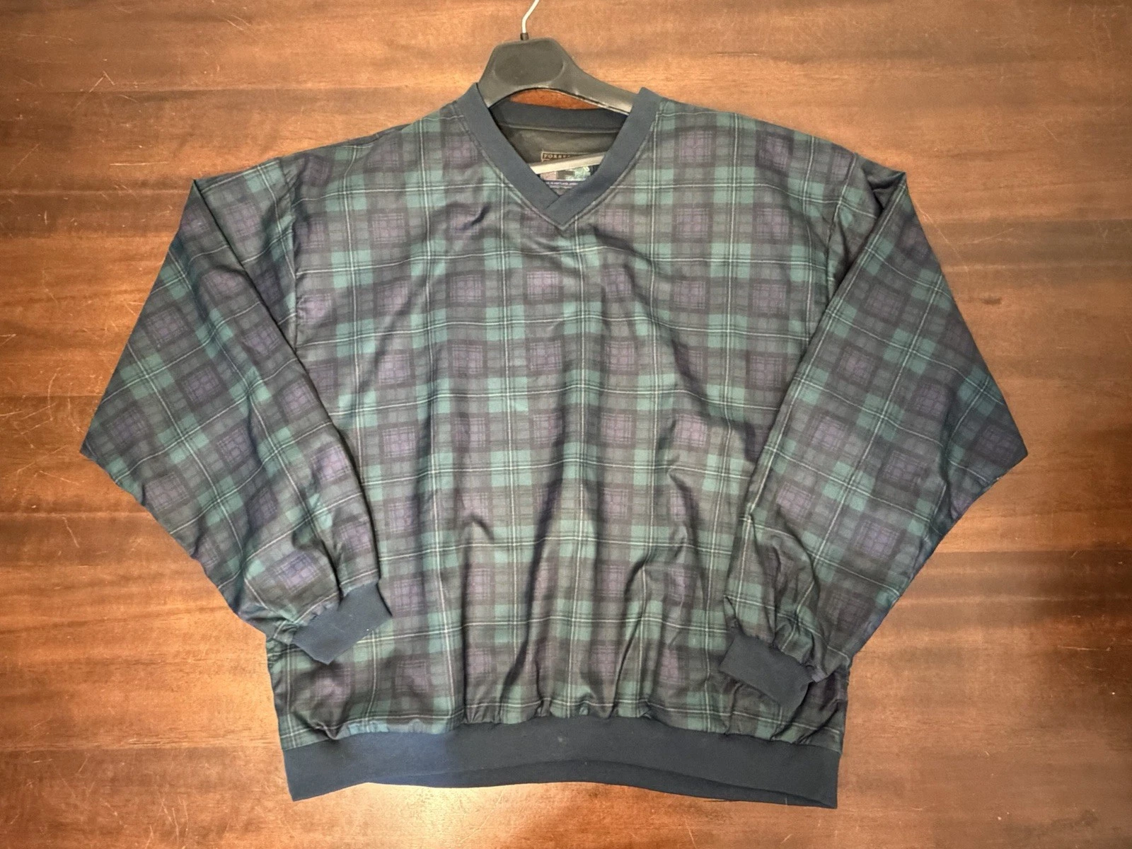 Forrester's Outerwear Windbreaker Jacket Men's XXL Reversible Green Plaid V-Neck