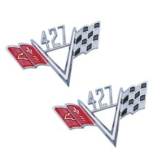 2pc New Custom 427 Cross Flag Fender Emblem Set For 1960s Chevy Style Trim 2pc New Custom 427 Cross Flag Fender Emblem Set For 1960s Chevy Style Trim