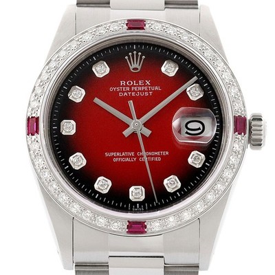 Rolex Datejust Rot Vignette Ziffernblatt 18K Weiss Gold & Ss Diamant Rosa Uhr