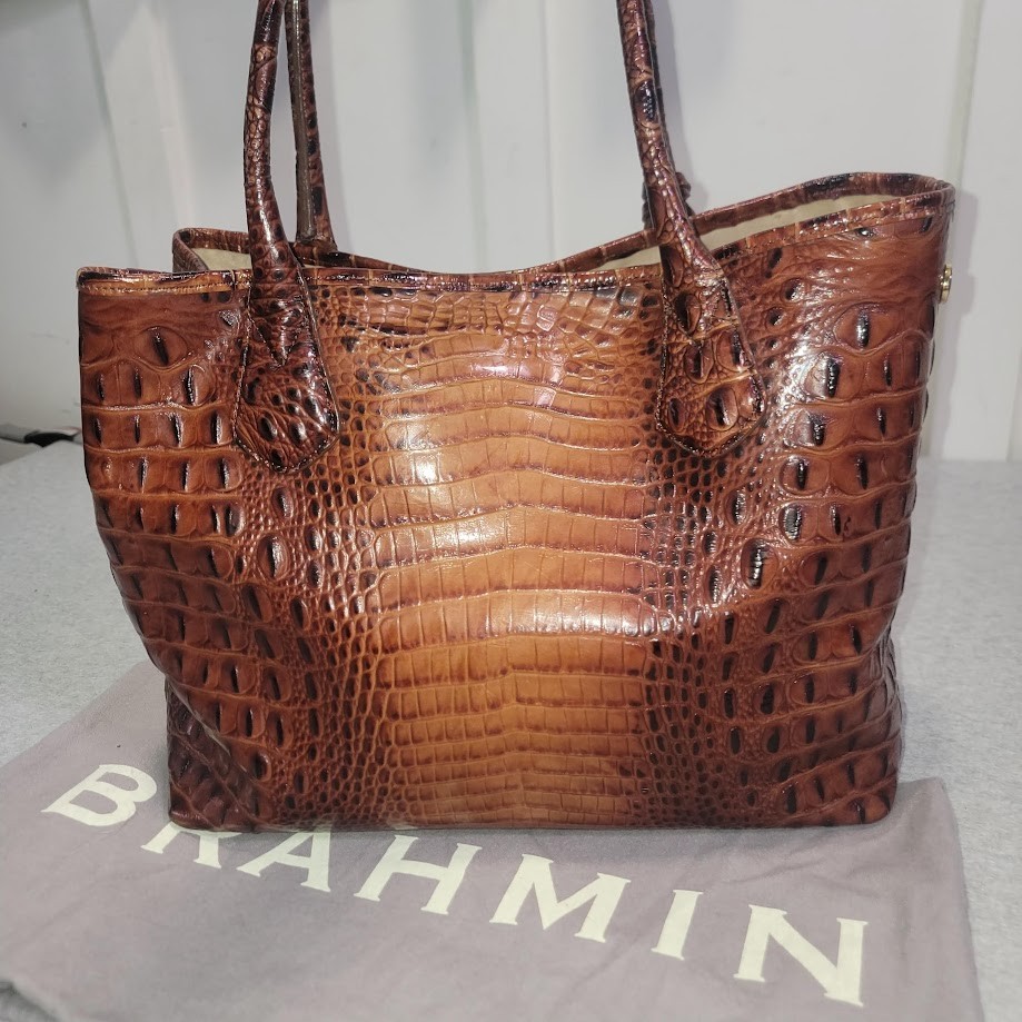 Brahmin Julian Pecan Purse Large Handbag Tote Embossed Croc Brahmin Julian Pecan Purse Large Handbag Tote Embossed Croc  main image 3
