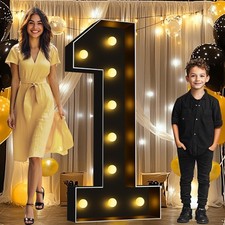 Pooqla 4 FT Light Up Marquee Numbers, Black Letter Big Mosaic Numbers 4 Feet ...