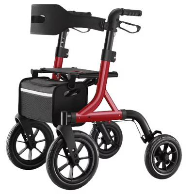 MAXWALK Rollator Walker with Seat Tall Walkers for Seniors 12'' Big Rubber Wheels