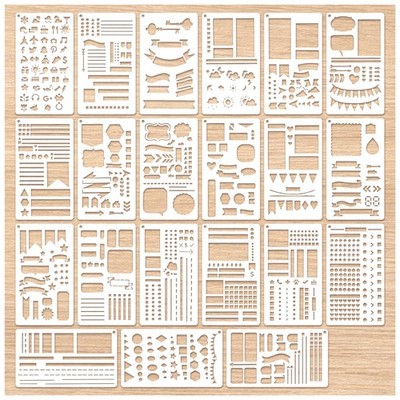 21Pcs Journal Stencils for Planners 4 x 7 Inch Scrapbook Stencils Planner Tem...