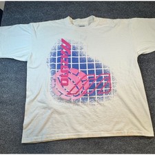 Vintage Volleyball Graphic T-Shirt XXL White Pink Blue 90s Made in USA