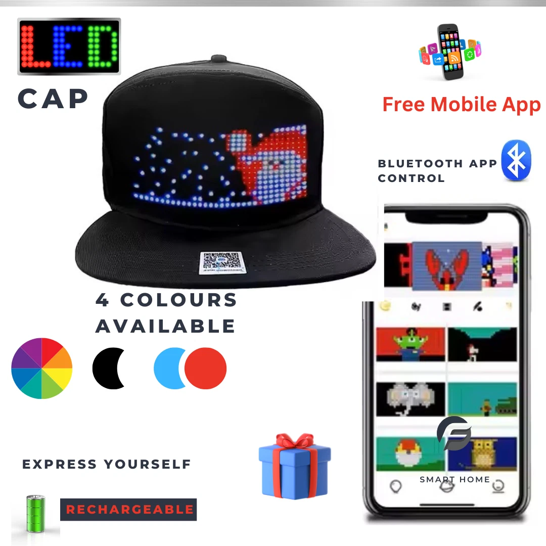 LED Baseball Cap Snapback Bluetooth App Control Adjustable Unisex Light Up Hat