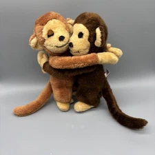 Dakin Hugging Monkeys Love Vintage 11” Plush Couple 1975 Stuffed Animals