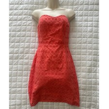 J CREW FACTORY Womens Dress 0 Coral Pink Sleeveless Sheath Eyelet Party Preppy 