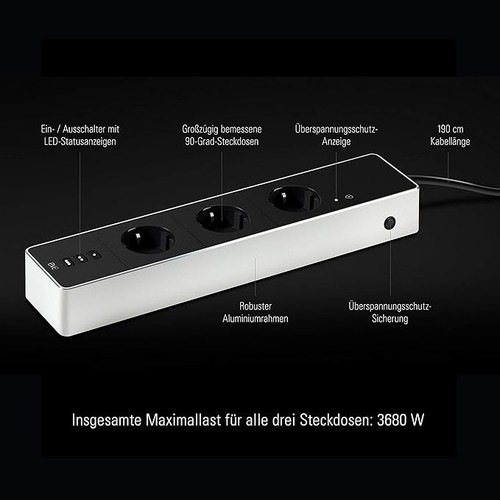 Eve Energy Strip - Tira de alimentación triple inteligente (calidad marca alemana) con consumo - Imagen 3 de 4