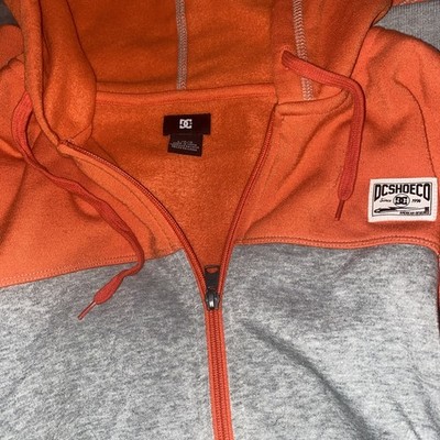 DC Shoe Co Apparel Kids Sweatshirt Grey & Orange Zip-Up Hoodie