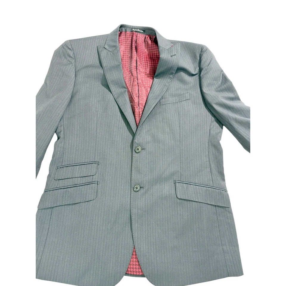 Terno masculino English Laundry cinza listrado lã duas peças - 44L 37W - Imagem 2 de 4