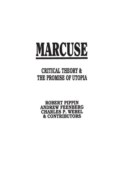 Andrew Feenberg (U. A.) | Marcuse | Taschenbuch | Englisch (1987) | Praeger-image