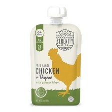 Pack of 12 Serenity Kids Pouch Free Range Chicken Thyme Toddler Meal 3.5 Oz