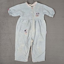Vintage Disney Baby Mickey  Co. Minnie Mouse Blue Denim Coveralls 24 Months