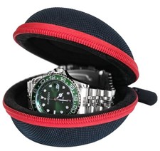 XOVAHZEN Portable Single Watch Case  Zippered Travel Storage Box Black Red