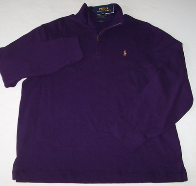 NWT Polo Ralph Lauren DEEP PURPLE Estate Rib Half-Zip Sweater