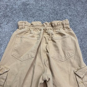 NUON Paperbag Cargo Ankle Pants Women 30 Tan Brown High Rise Cotton Casual 26x26