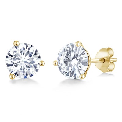 14K Yellow Gold White Moissanite From Charles & Colvard Martini Women Stud