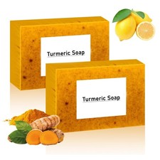 2pc Lemon Turmeric Soap, for Face and Body,Lemon Turmeric Soap infused with t...