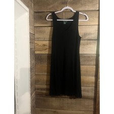 Lauren Ralph Lauren Black V-Neck Sleeveless Knit A-Line Dress Medium