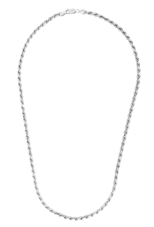 Cadena/collar de cuerda con corte de diamante de 22" 5 mm de plata de ley 925 para hombre 48 gramos